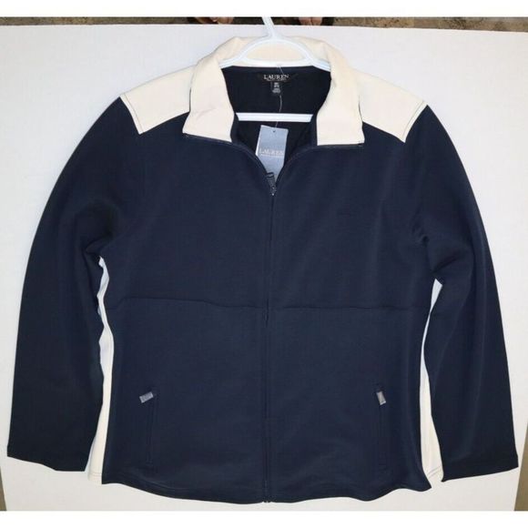 Lauren Ralph Lauren Women's Plus Sz 3X Navy Cotton-Blend Full Zip Jacket $110 - Picture 4 of 7
